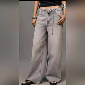 Anthropologie Pilcro Gray High-Rise Wide Leg Jeans Sz33 Hippie Boho Festival NWT